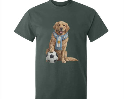 Golden Retriever Soccer Fan T-Shirt For Kid Argentina Football Pride