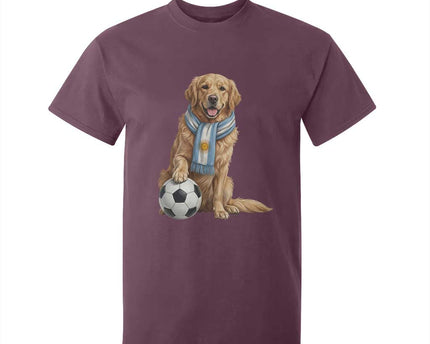 Golden Retriever Soccer Fan T-Shirt For Kid Argentina Football Pride