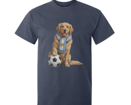 Golden Retriever Soccer Fan T-Shirt For Kid Argentina Football Pride