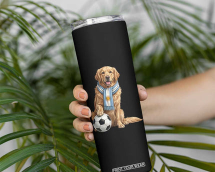 Golden Retriever Soccer Fan Skinny Tumbler Argentina Football Pride
