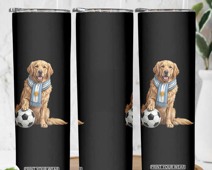 Golden Retriever Soccer Fan Skinny Tumbler Argentina Football Pride