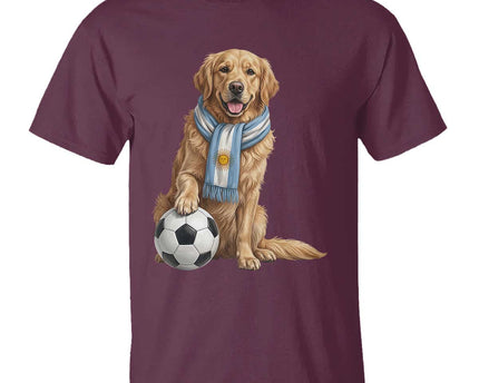 Golden Retriever Soccer Fan T-Shirt Argentina Football Pride