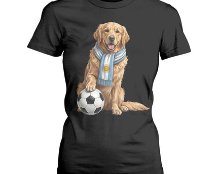 Golden Retriever Soccer Fan T-Shirt For Women Argentina Football Pride
