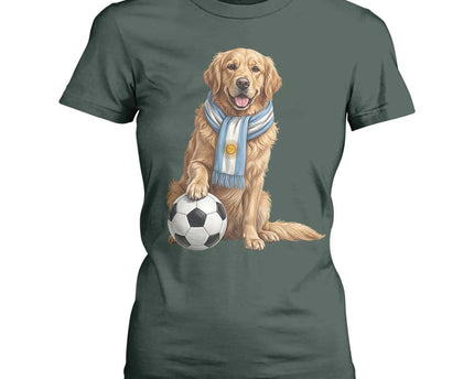 Golden Retriever Soccer Fan T-Shirt For Women Argentina Football Pride