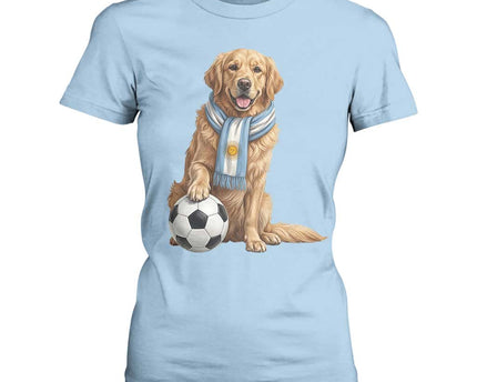 Golden Retriever Soccer Fan T-Shirt For Women Argentina Football Pride