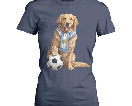 Golden Retriever Soccer Fan T-Shirt For Women Argentina Football Pride