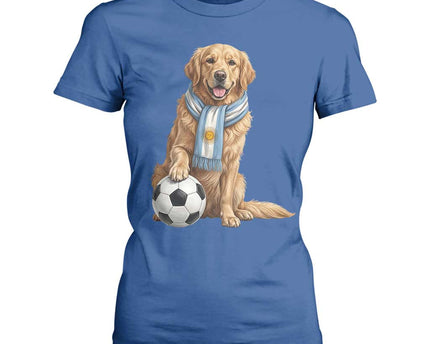 Golden Retriever Soccer Fan T-Shirt For Women Argentina Football Pride