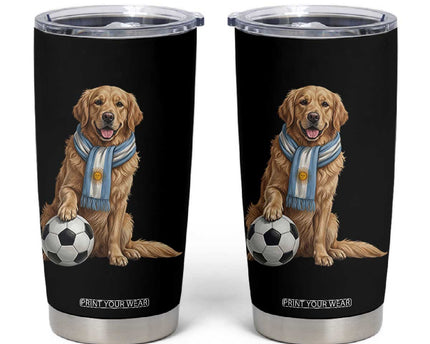 Golden Retriever Soccer Fan Tumbler Cup Argentina Football Pride