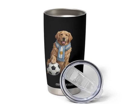 Golden Retriever Soccer Fan Tumbler Cup Argentina Football Pride