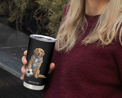 Golden Retriever Soccer Fan Tumbler Cup Argentina Football Pride