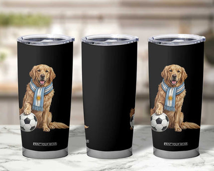 Golden Retriever Soccer Fan Tumbler Cup Argentina Football Pride