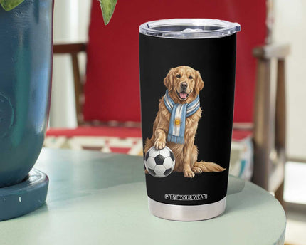 Golden Retriever Soccer Fan Tumbler Cup Argentina Football Pride