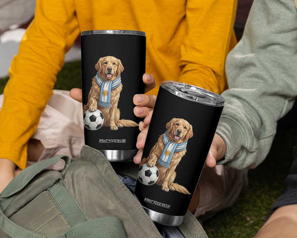 Golden Retriever Soccer Fan Tumbler Cup Argentina Football Pride