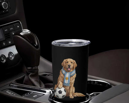 Golden Retriever Soccer Fan Tumbler Cup Argentina Football Pride