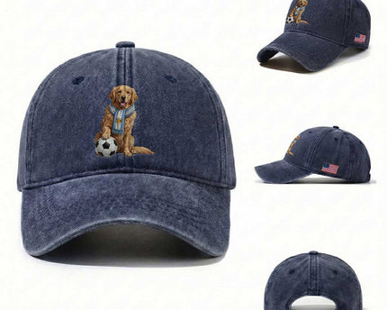 Golden Retriever Soccer Fan Washed Cotton Baseball Cap Argentina Football Pride