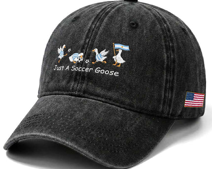 Funny Just A Soccer Goose Washed Cotton Baseball Cap Argentina Soccer Lover