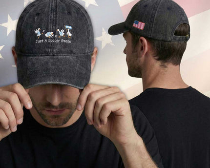 Funny Just A Soccer Goose Washed Cotton Baseball Cap Argentina Soccer Lover