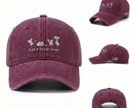Funny Just A Soccer Goose Washed Cotton Baseball Cap Argentina Soccer Lover