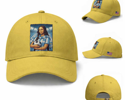 Funny Argentina Soccer Mona Lisa Baseball Cap Football Fan Pride Graphic