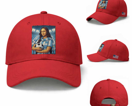 Funny Argentina Soccer Mona Lisa Baseball Cap Football Fan Pride Graphic