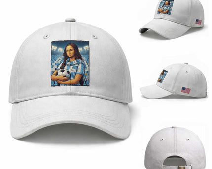 Funny Argentina Soccer Mona Lisa Baseball Cap Football Fan Pride Graphic