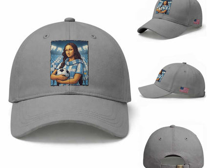 Funny Argentina Soccer Mona Lisa Baseball Cap Football Fan Pride Graphic