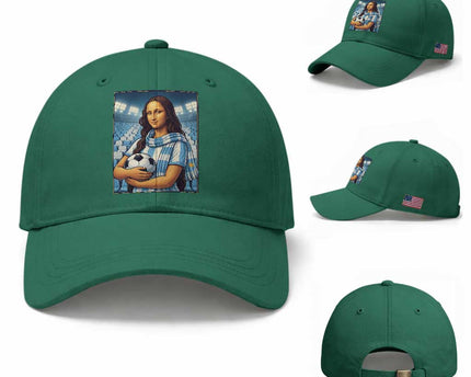 Funny Argentina Soccer Mona Lisa Baseball Cap Football Fan Pride Graphic