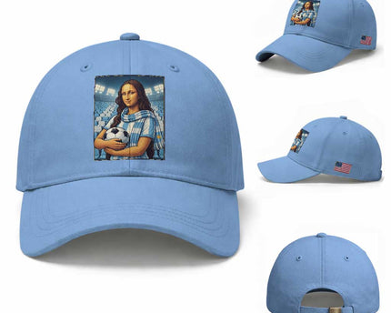 Funny Argentina Soccer Mona Lisa Baseball Cap Football Fan Pride Graphic