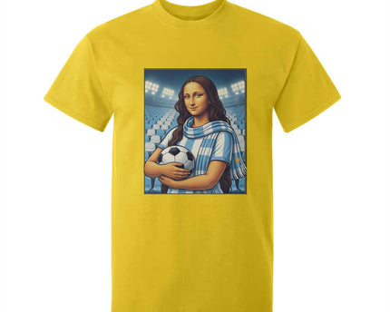Funny Argentina Soccer Mona Lisa T-Shirt For Kid Football Fan Pride Graphic