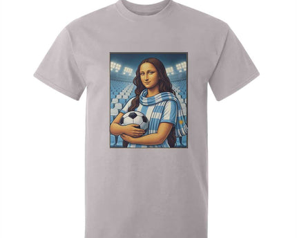 Funny Argentina Soccer Mona Lisa T-Shirt For Kid Football Fan Pride Graphic