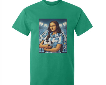 Funny Argentina Soccer Mona Lisa T-Shirt For Kid Football Fan Pride Graphic