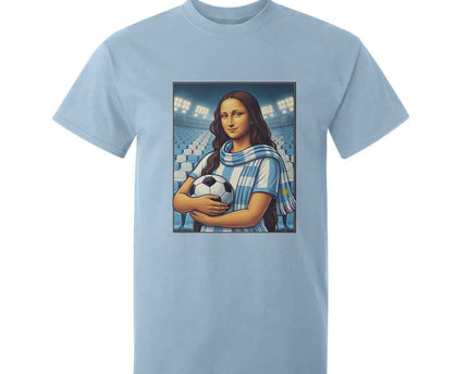 Funny Argentina Soccer Mona Lisa T-Shirt For Kid Football Fan Pride Graphic