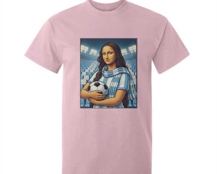 Funny Argentina Soccer Mona Lisa T-Shirt For Kid Football Fan Pride Graphic