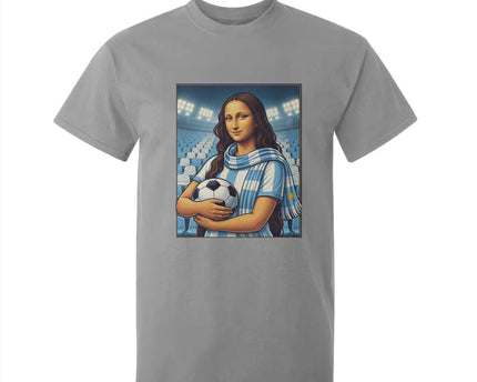 Funny Argentina Soccer Mona Lisa T-Shirt For Kid Football Fan Pride Graphic