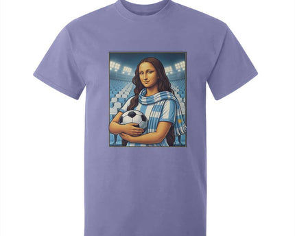 Funny Argentina Soccer Mona Lisa T-Shirt For Kid Football Fan Pride Graphic