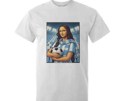 Funny Argentina Soccer Mona Lisa T-Shirt For Kid Football Fan Pride Graphic