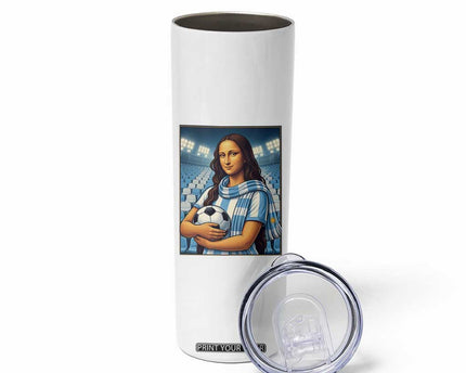 Funny Argentina Soccer Mona Lisa Skinny Tumbler Football Fan Pride Graphic
