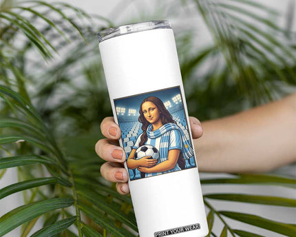 Funny Argentina Soccer Mona Lisa Skinny Tumbler Football Fan Pride Graphic
