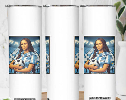 Funny Argentina Soccer Mona Lisa Skinny Tumbler Football Fan Pride Graphic