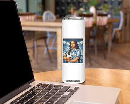 Funny Argentina Soccer Mona Lisa Skinny Tumbler Football Fan Pride Graphic
