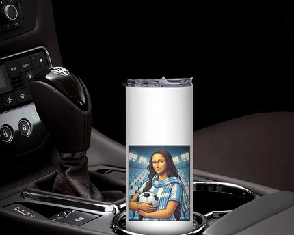 Funny Argentina Soccer Mona Lisa Skinny Tumbler Football Fan Pride Graphic