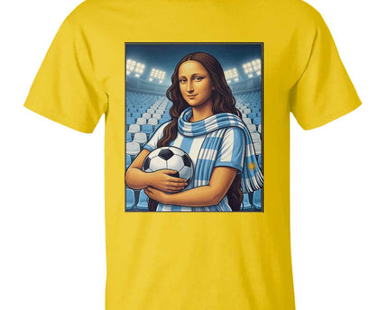 Funny Argentina Soccer Mona Lisa T-Shirt Football Fan Pride Graphic