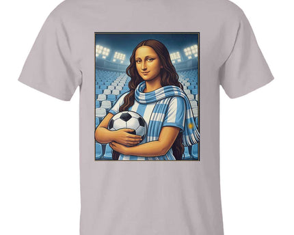 Funny Argentina Soccer Mona Lisa T-Shirt Football Fan Pride Graphic