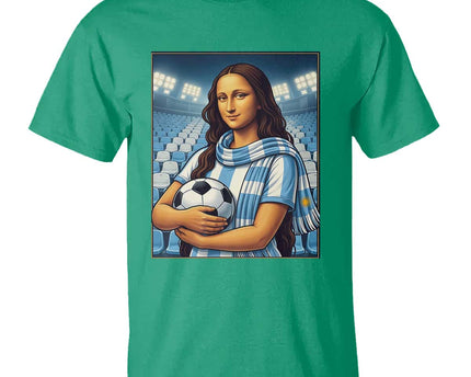 Funny Argentina Soccer Mona Lisa T-Shirt Football Fan Pride Graphic