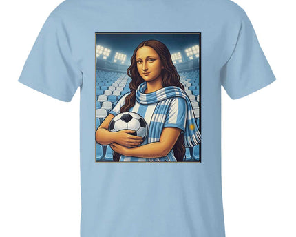 Funny Argentina Soccer Mona Lisa T-Shirt Football Fan Pride Graphic