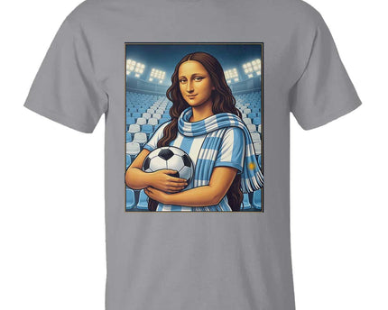 Funny Argentina Soccer Mona Lisa T-Shirt Football Fan Pride Graphic