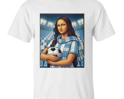 Funny Argentina Soccer Mona Lisa T-Shirt Football Fan Pride Graphic