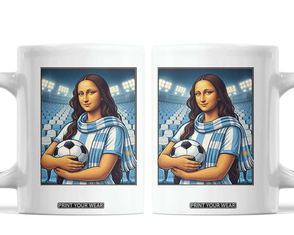 Funny Argentina Soccer Mona Lisa Coffee Mug Football Fan Pride Graphic