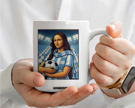 Funny Argentina Soccer Mona Lisa Coffee Mug Football Fan Pride Graphic