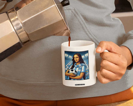 Funny Argentina Soccer Mona Lisa Coffee Mug Football Fan Pride Graphic